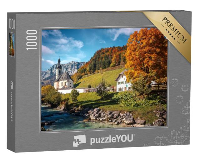 Puzzel 1000 stukjes „Zonnig herfstlandschap: Beierse Alpen bij Ramsau, Duitsland“