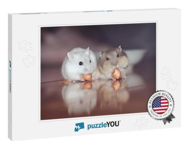 Cute Little Lovely Russian Dwarf Hamster Couple Very in L... Jigsaw Puzzle