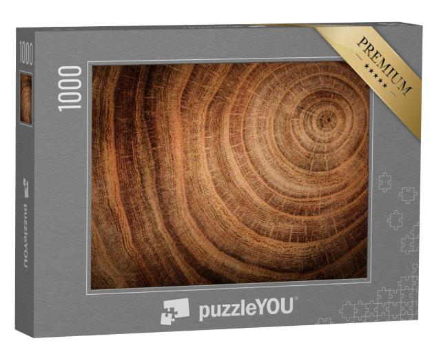 Puzzel 1000 stukjes „Stronk van een gevelde eik met stam en jaarringen“