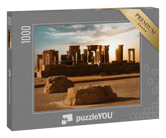 Puzzle 1000 Teile „Sonnenaufgang hinter antiken Säulen in Persepolis, Iran, Persien“