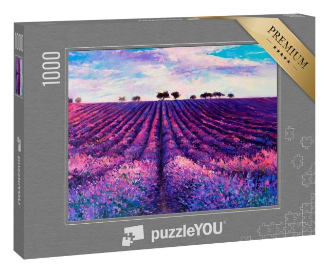 Puzzle 1000 Teile „Ölgemälde: Ein Lavendelfeld“