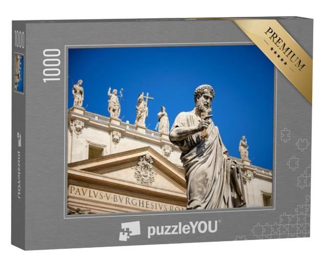 Puzzel 1000 stukjes „Standbeeld van Sint Pieter op het Sint Pietersplein, Vaticaanstad, Rome“