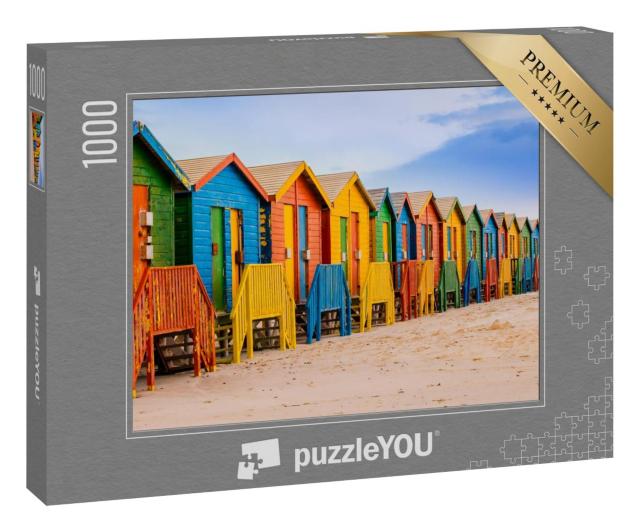 Puzzle 1000 Teile „Reihe von bunten Badehütten am Muizenberg Strand, Kapstadt, Südafrika“