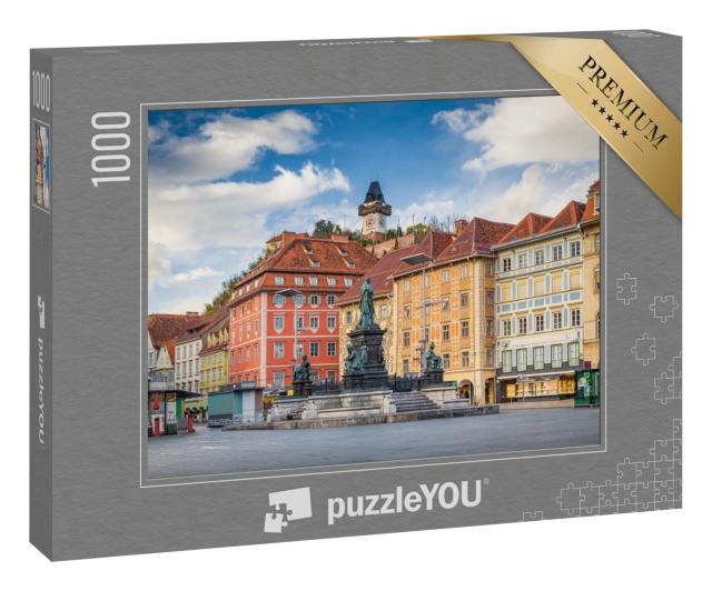 Puzzle 1000 Teile „Historische Stadt Graz mit berühmtem Grazer Uhrenturm, Österreich“