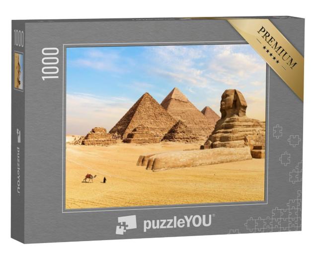 Puzzel 1000 stukjes „Piramides van Gizeh en de Grote Sfinx, Egypte“