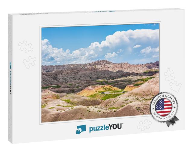Landscape View of Badlands National Park with Green Plant... Jigsaw Puzzle