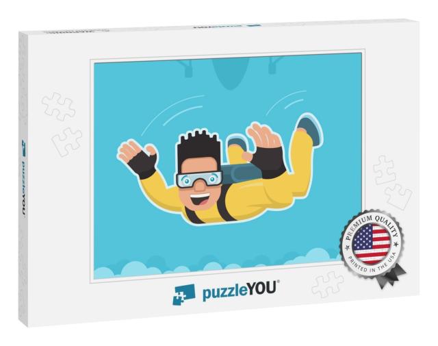 Skydiver with Yellow Jumpsuit in Free Fall... Jigsaw Puzzle