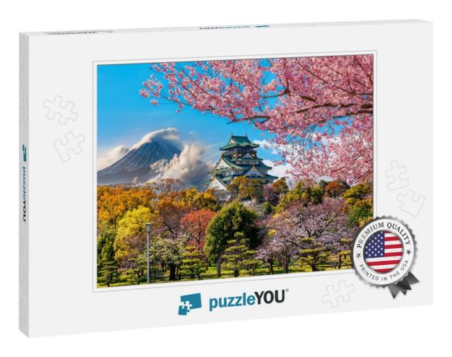 Osaka Castle & Full Cherry Blossom, with Fuji Mountain Ba... Jigsaw Puzzle