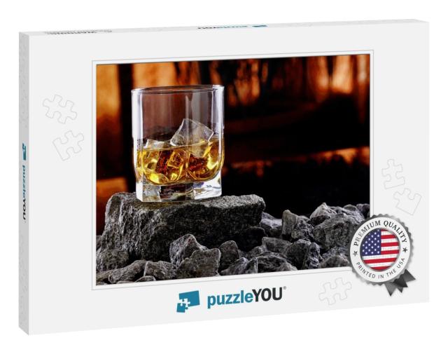 Glass of Whiskey & Ice. Creative Photo Glass of Whiskey o... Jigsaw Puzzle