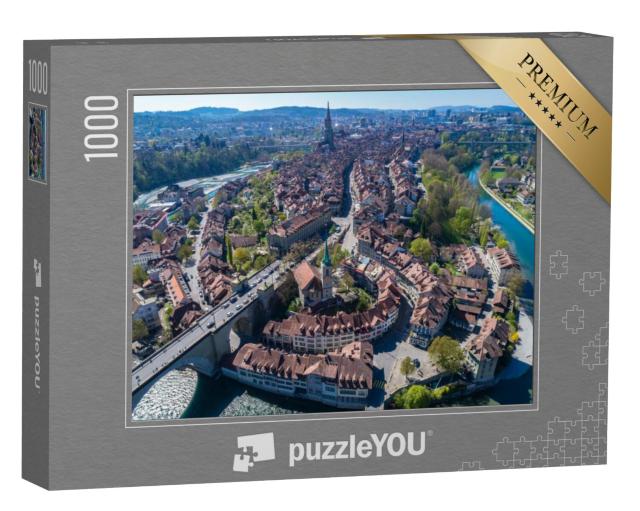 Puzzel 1000 stukjes „Idyllische oude stad Bern met de rivier de Aare die rond de stad stroomt, Zwitserland“