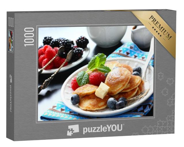 Puzzel 1000 stukjes „Poffertjes met bessen, bestrooid met poedersuiker“