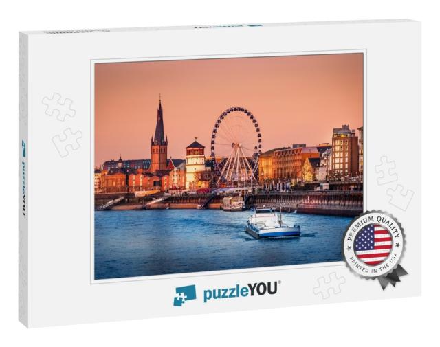 The Evening View of the Rhine River & the Old Town of Dus... Jigsaw Puzzle