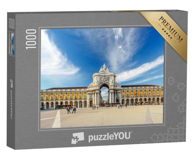 Puzzel 1000 stukjes „Beroemde boog op het Praca do Comercio in Lissabon“