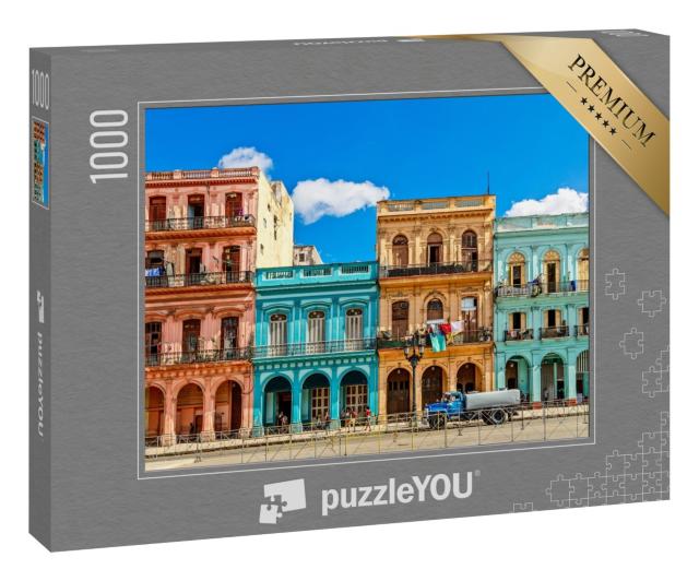 Puzzle 1000 Teile „Alte, bunte Häuser im Zentrum von Havanna, Kuba“
