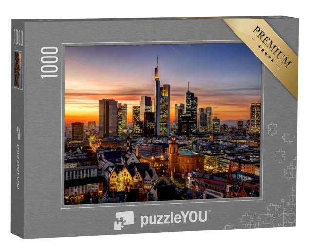 Puzzel 1000 stukjes „Frankfurt am Main bij nacht, Duitsland“