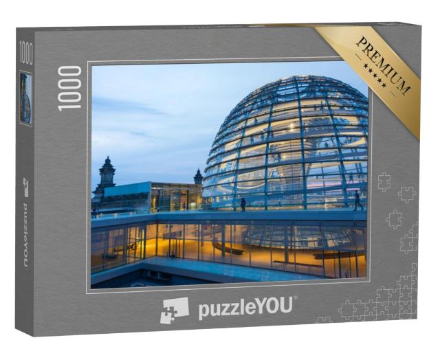 Puzzel 1000 stukjes „Verlichte glazen koepel op het dak van de Reichstag in Berlijn“