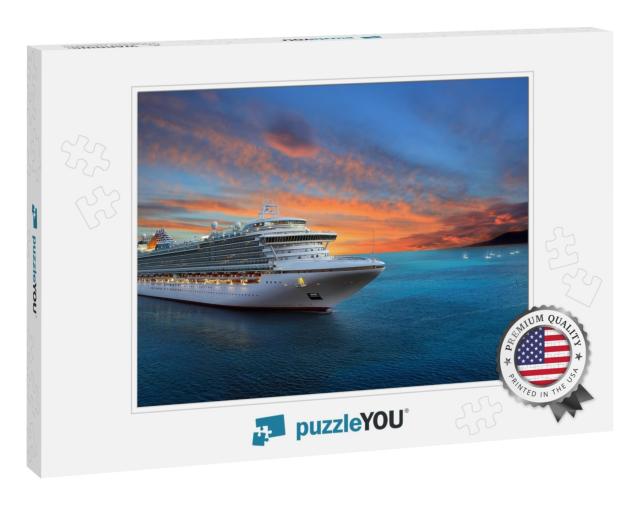 Luxury Cruise Ship Sailing to Port on Sunrise... Jigsaw Puzzle