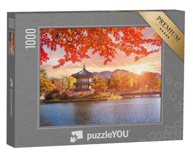 Puzzel 1000 stukjes „Rode esdoorns bij het Gyeongbokgung Paleis, Seoul“