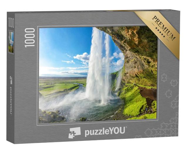 Puzzel 1000 stukjes „Op de achterkant van Seljalandsfoss in IJsland“