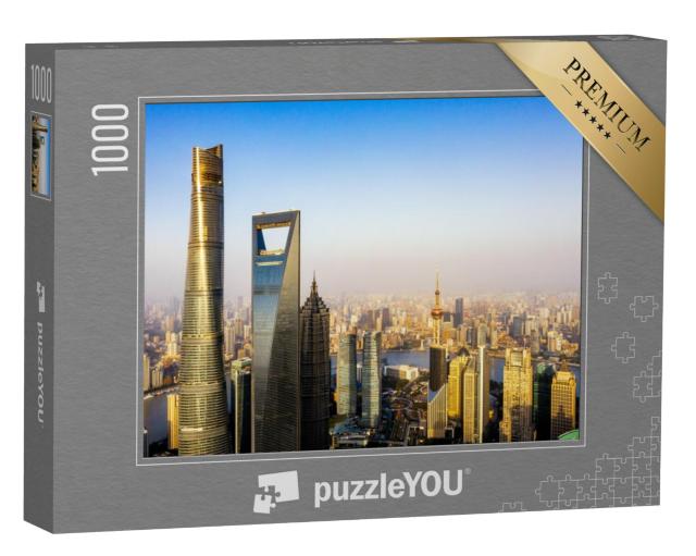 Puzzel 1000 stukjes „Pudong met Huangpu-rivier, Shanghai, China“