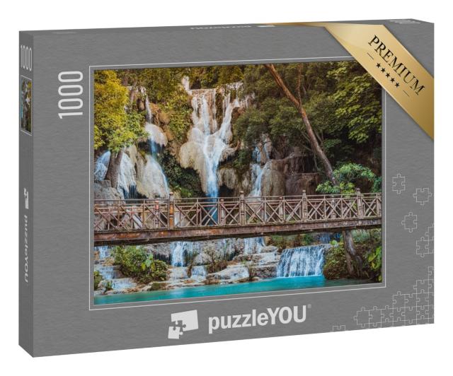 Puzzle „Alte Brücke vor dem Kuangsi Wasserfall in Luang Prabang, Laos“