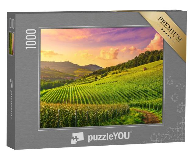 Puzzel 1000 stukjes „Zonsondergang in Piemonte, Noord-Italië“