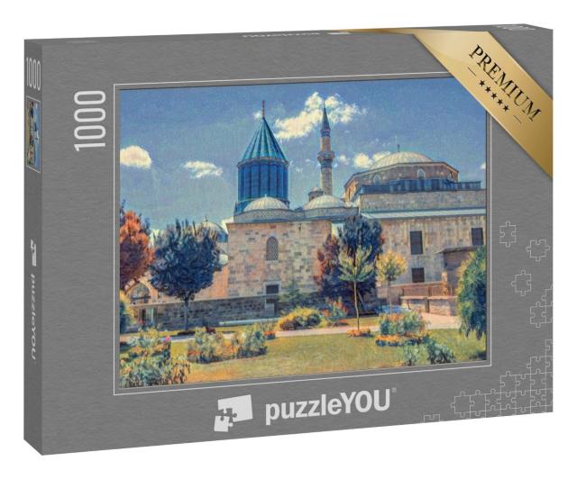 Puzzle 1000 Teile „im Stil von Paul-Cezanne - Mevlana Celaleddin Rumi Grab und Museum, Konya Türkei“