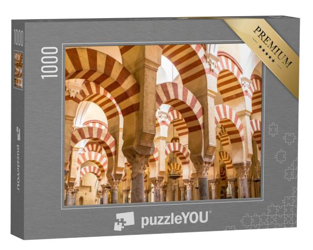 Puzzel 1000 stukjes „Binnenaanzicht van de kathedraal La Mezquita in Córdoba, Andalusië, Spanje“