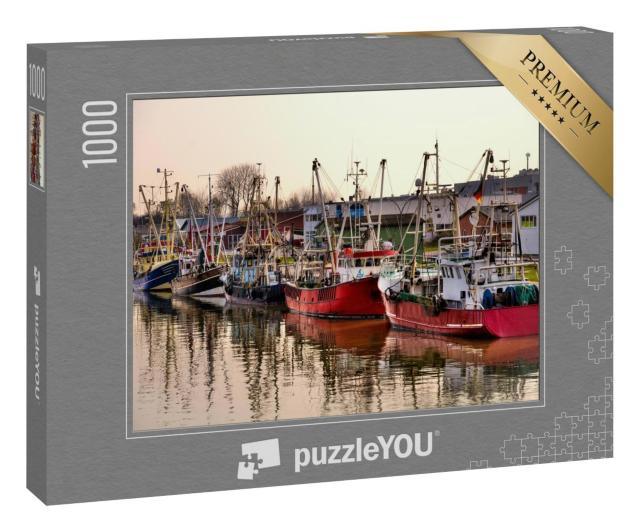 Puzzle 1000 Teile „Fischtrawler im Hafen von Büsum, Deutschland“