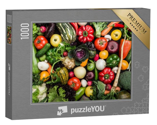 Puzzel 1000 stukjes „Samenstelling van verschillende groenten“