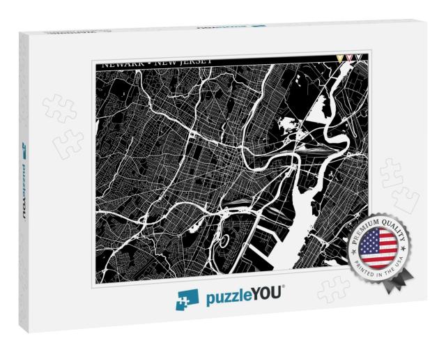 Simple Map of Newark, New Jersey, Usa. Black & White Vers... Jigsaw Puzzle