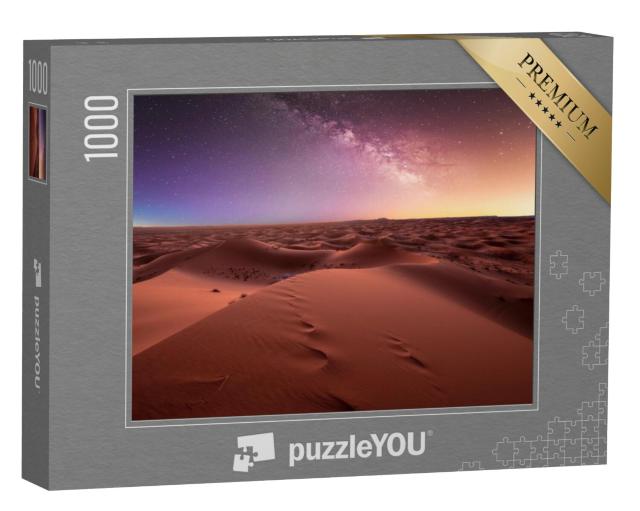 Puzzel 1000 stukjes „Melkweg en de duinen van Erg Chebbi in de Sahara, Marokko“