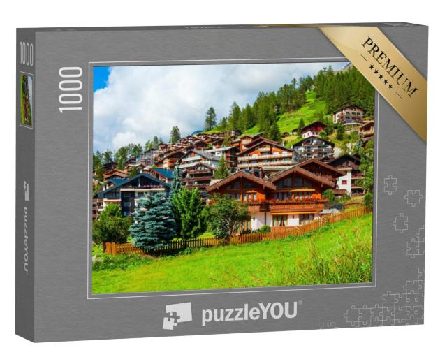 Puzzel 1000 stukjes „Traditionele lokale huizen in het centrum van Zermatt“