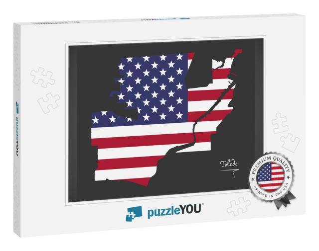 Toledo Ohio Map with American National Flag Illustration... Jigsaw Puzzle