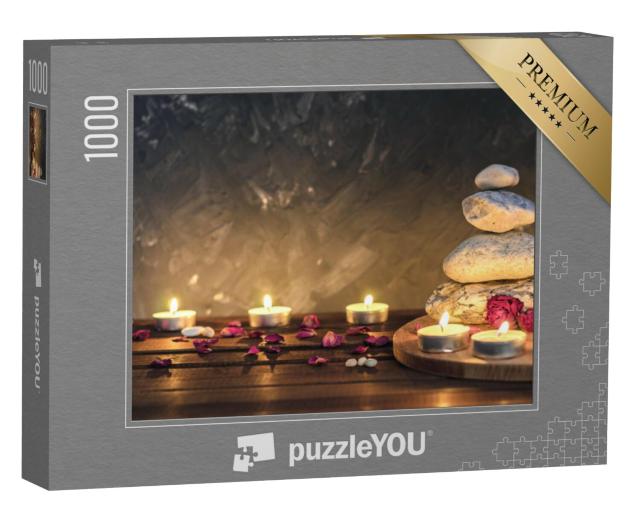 Puzzel 1000 stukjes „Stenen, kaarsen, aromatherapie, gedroogde bloemen“