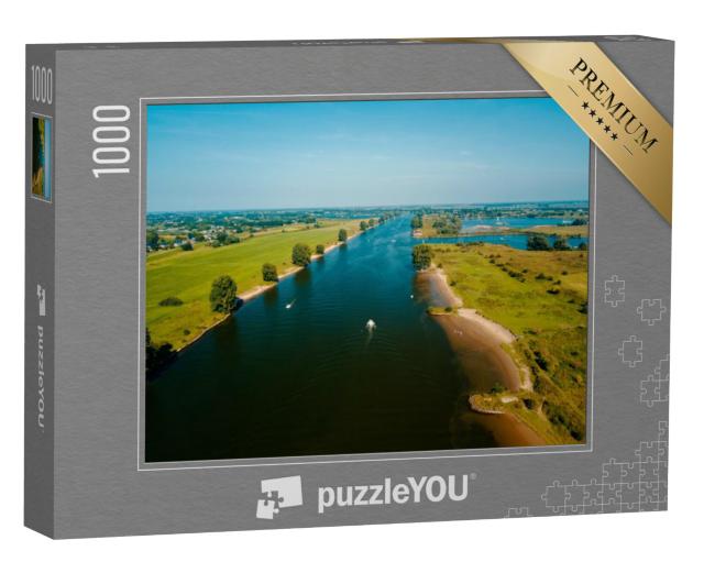 Puzzel 1000 stukjes „Dronebeeld van de Maas in Nederland“