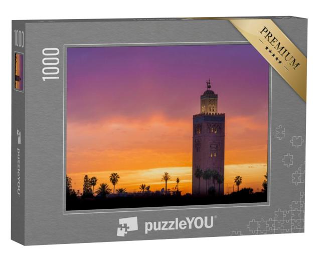 Puzzel 1000 stukjes „Koutoubia Moskee in het avondlicht, Marrakech, Marokko“