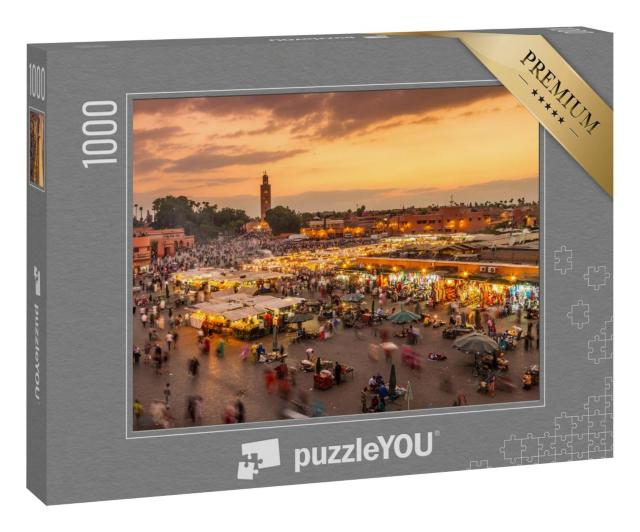Puzzle 1000 Teile „Abendlicher Jamaa el-Fna-Marktplatz, Marrakesch, Marokko“