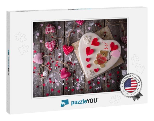 St. Valentines Day, Mothers Day, Birthday Cake. a Festive... Jigsaw Puzzle