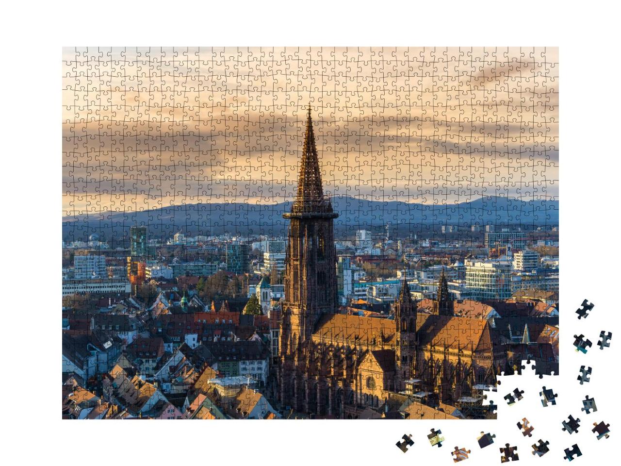Puzzle 1000 Teile „Sonnenuntergang über Freiburg im Breisgau“