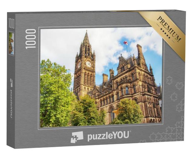 Puzzel 1000 stukjes „Stadhuis van Manchester onder een bewolkte hemel“