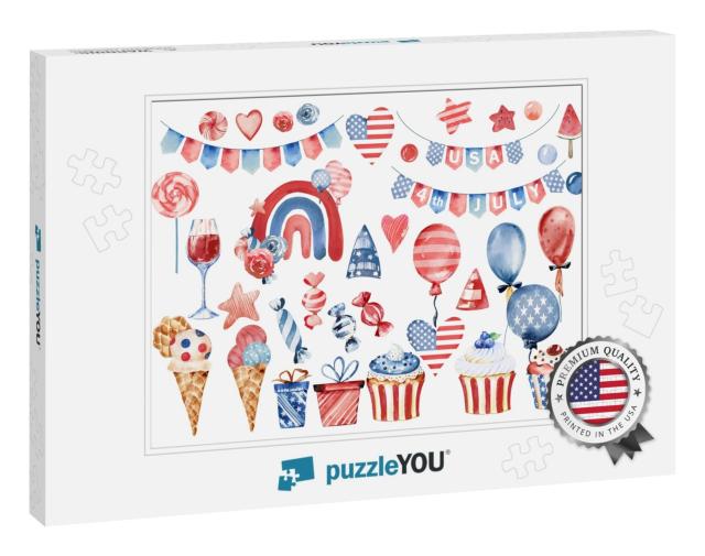4th of July Clipart, American Independence Day Cli... Jigsaw Puzzle