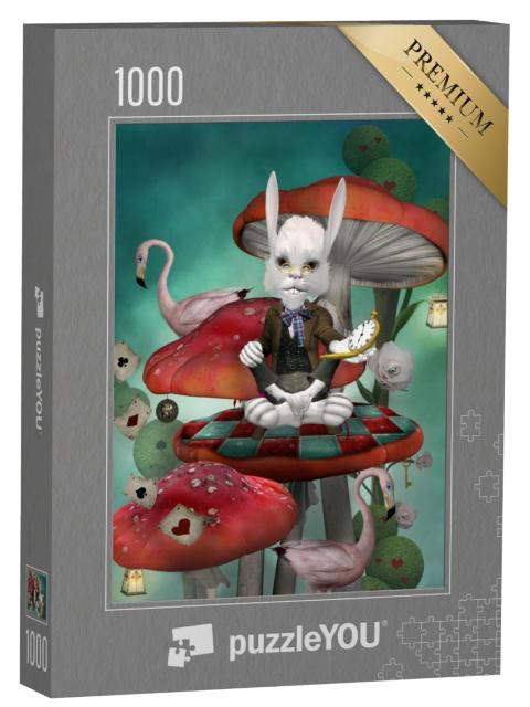 Puzzel 1000 stukjes „Alice in Wonderland konijn met klok“