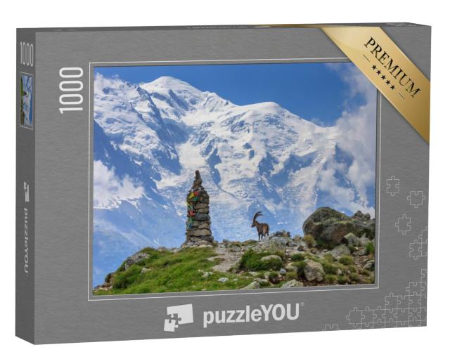 Puzzel 1000 stukjes „Alpensteenbok voor de Mont Blanc, Frankrijk“