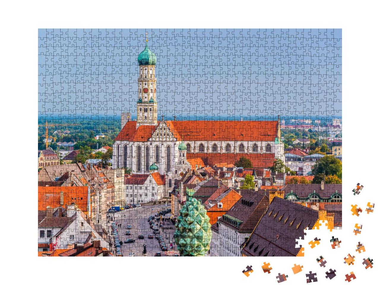 Puzzle 1000 Teile „Kathedralen und Stadtansicht von Augsburg, Deutschland“