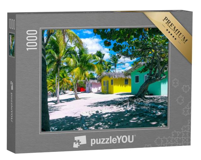 Puzzel 1000 stukjes „Kleurrijke huizen op het strand in Catalina, Dominicaanse Republiek“