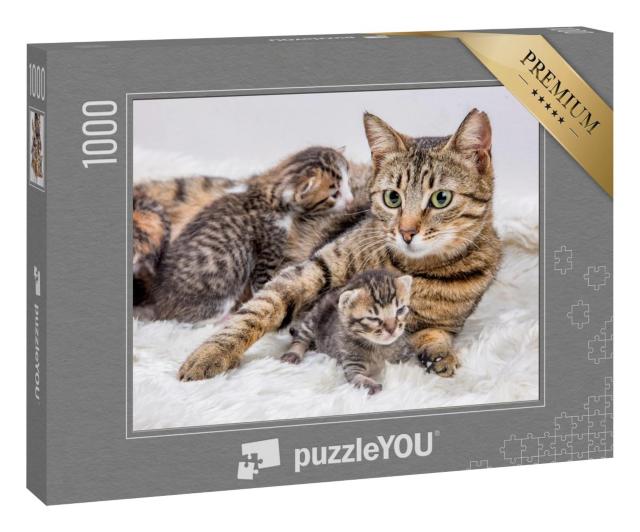 Puzzle 100 Teile „Katzenmutter und Katzenbaby, Kitten“