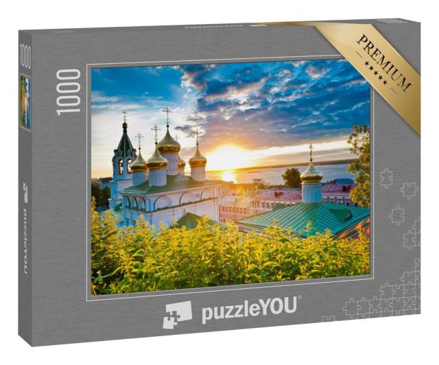Puzzle 1000 Teile „Kirche bei Sonnenuntergang, Nischni Nowgorod, Russland“