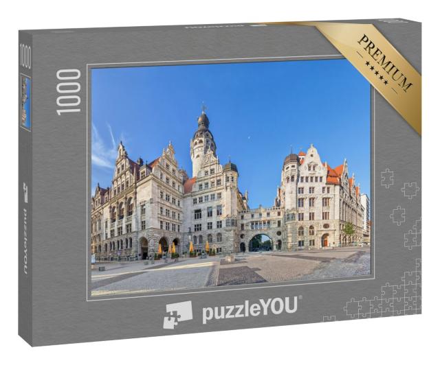 Puzzle 1000 Teile „Neues Rathaus: Blick vom Burgplatz, Leipzig, Sachsen, Deutschland“