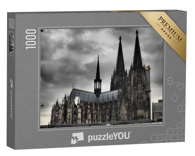 Puzzel 1000 stukjes „Dom van Keulen onder donkere wolken“